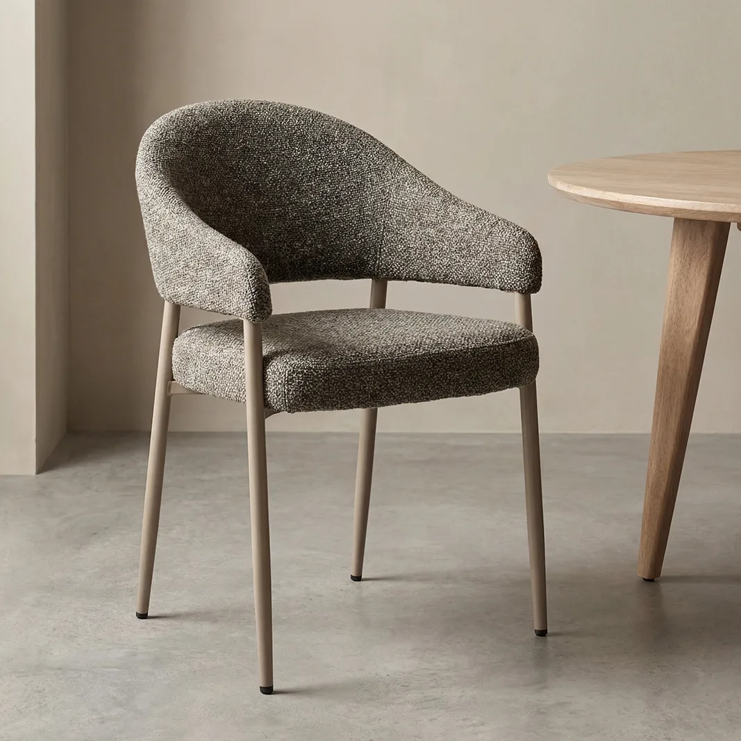 LABEL51 Esszimmerstuhl Sora taupe metaal in Royal Boucle Mushroom