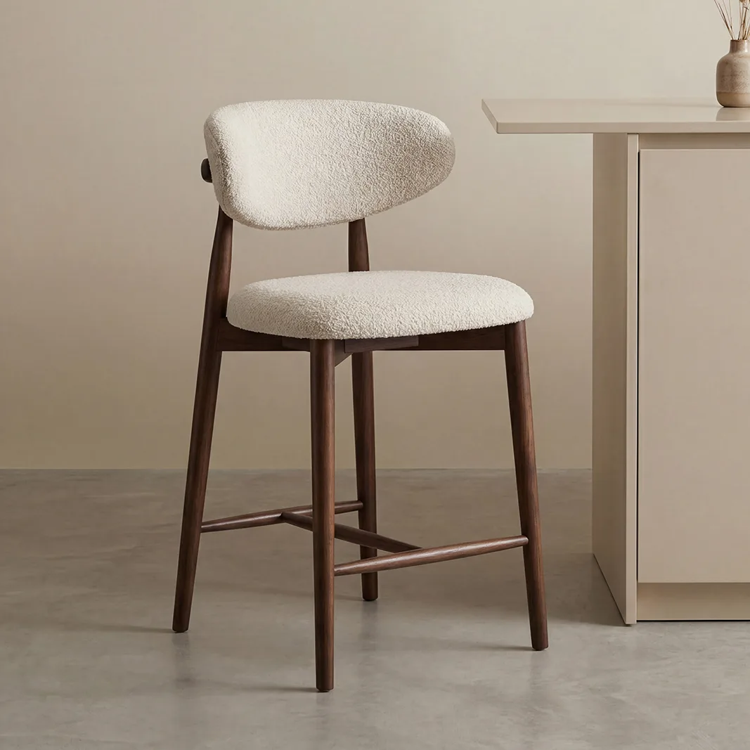 LABEL51 Barhocker Kyoto laag in Naturel Superb - Natur Superb, walnoot Gestell