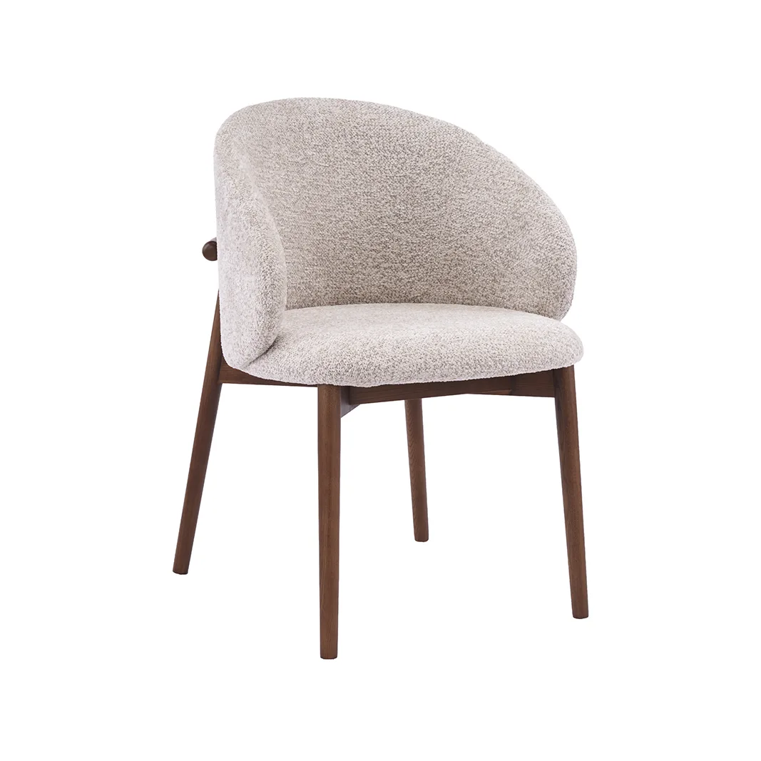 LABEL51 Eetkamerstoel Nagano walnoot hout in Beige Superb, detail 1