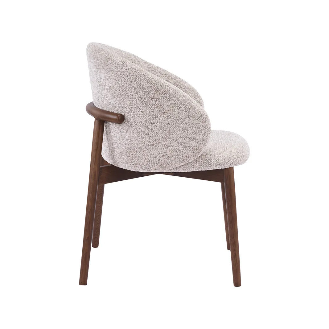 LABEL51 Eetkamerstoel Nagano walnoot hout in Beige Superb, detail 3