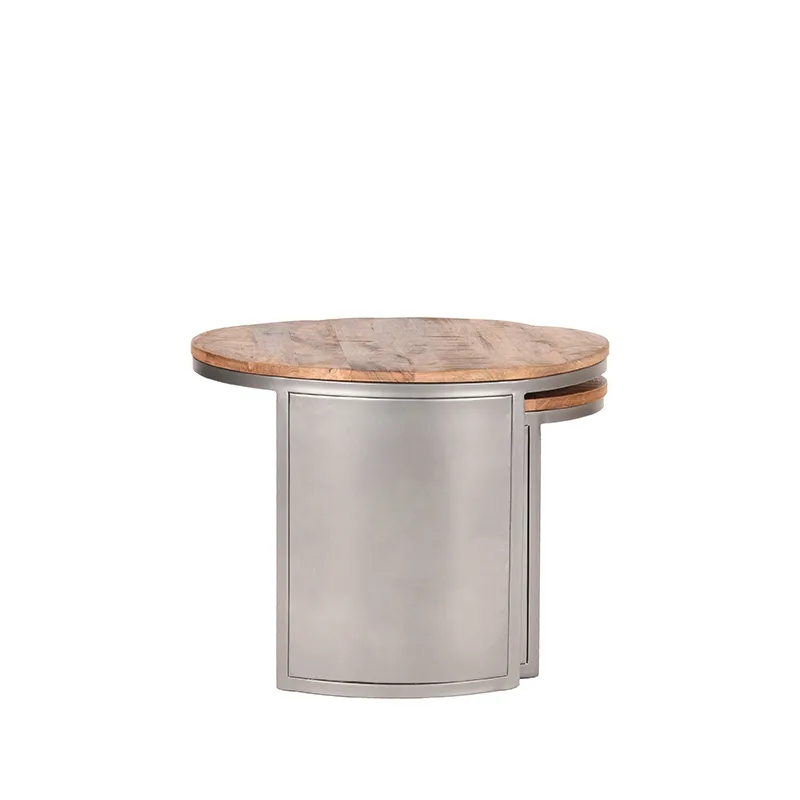 LABEL51 Couchtisch Set Bunch 60 cm, rond in Rough mangohout, Detail 2