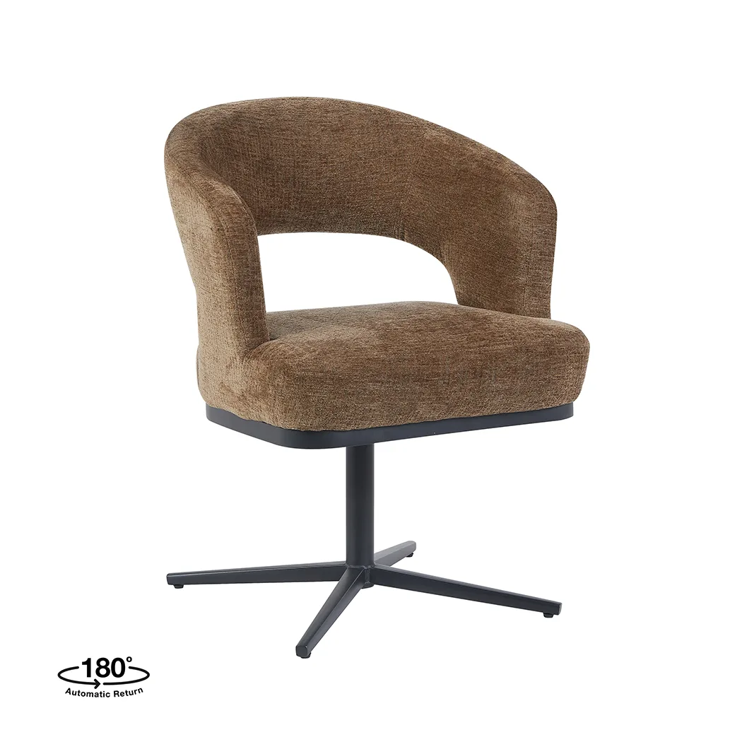 LABEL51 Eetkamerstoel Monaco zwart metaal in Raven Taupe