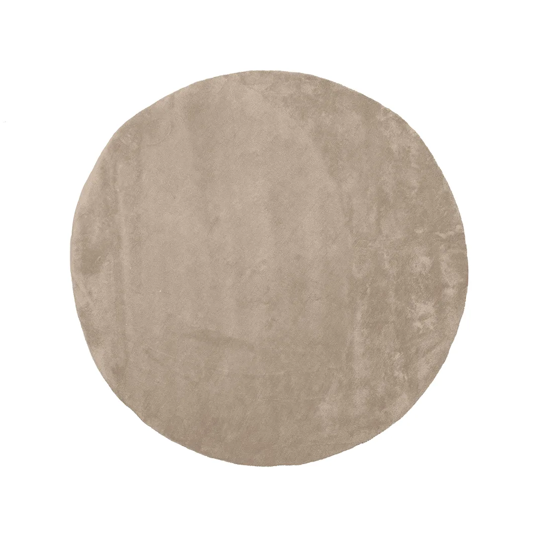 LABEL51 Vloerkleed Velo 200x200 cm, rond in Beige polyester