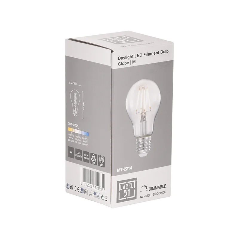 LABEL51 Lichtbron Kooldraadlamp in Helder glas 6.4x6.4x14 cm - Helder glas 6x6x10.8 cm