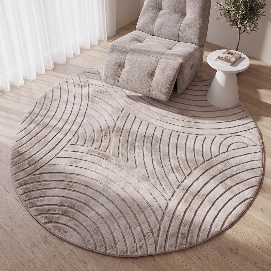 Vloerkleed Nilo 200x200 cm, rond (Polyester, Licht Taupe) - LABEL51