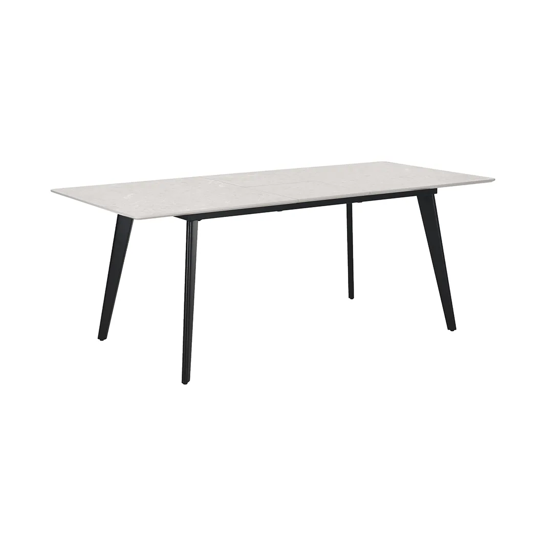 LABEL51 dining table Japandi Slim 160/200x100 cm (Marble, Beige)
