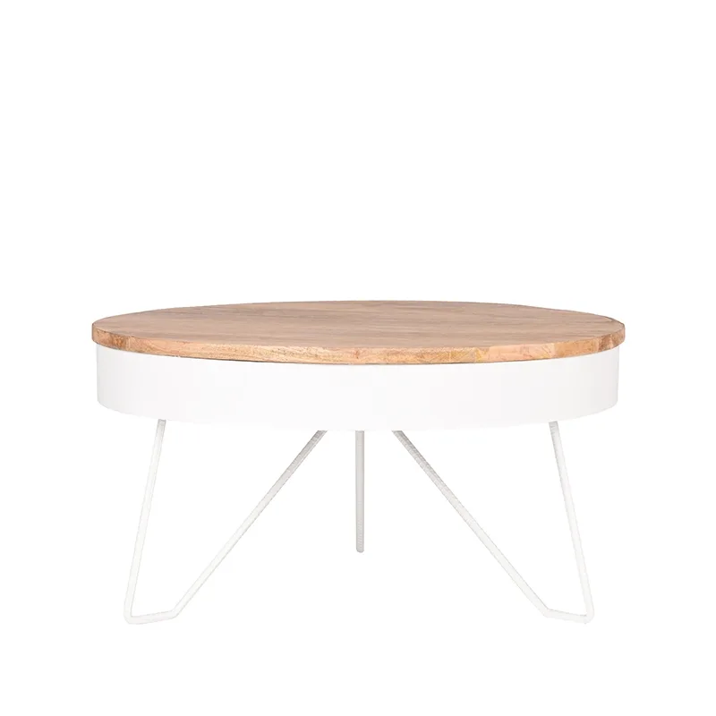 LABEL51 Couchtisch Saran 80 cm, rond in Wit metaal