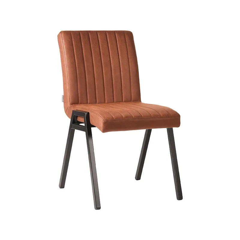 LABEL51 Esszimmerstuhl Matz zwart metaal in Microfiber Cognac