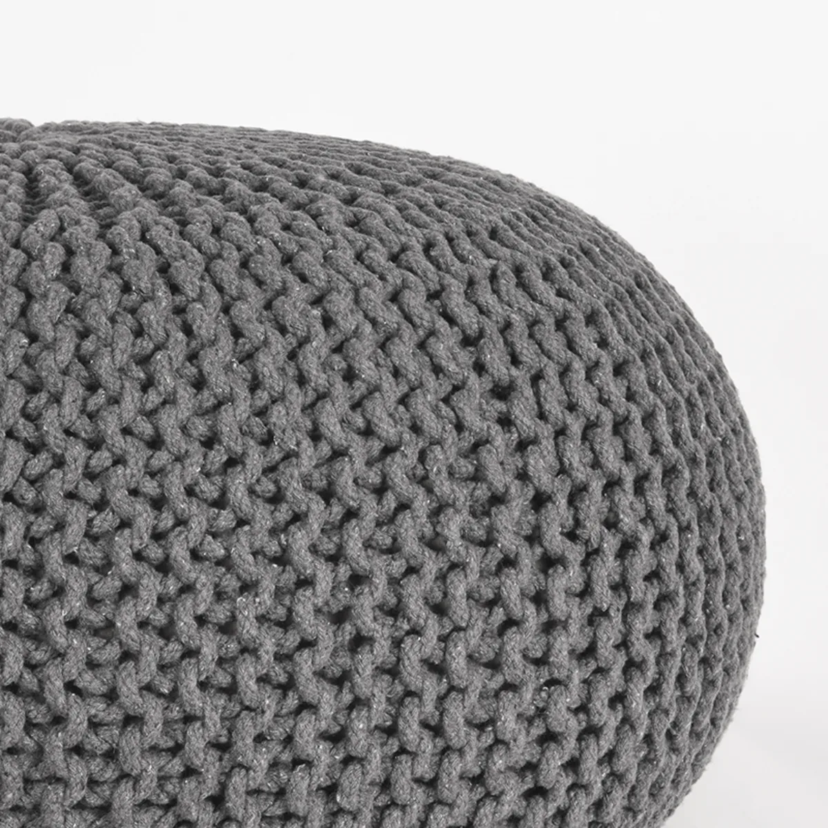 LABEL51 Pouf Knitted L in Donkergrijs katoen, Detail 1