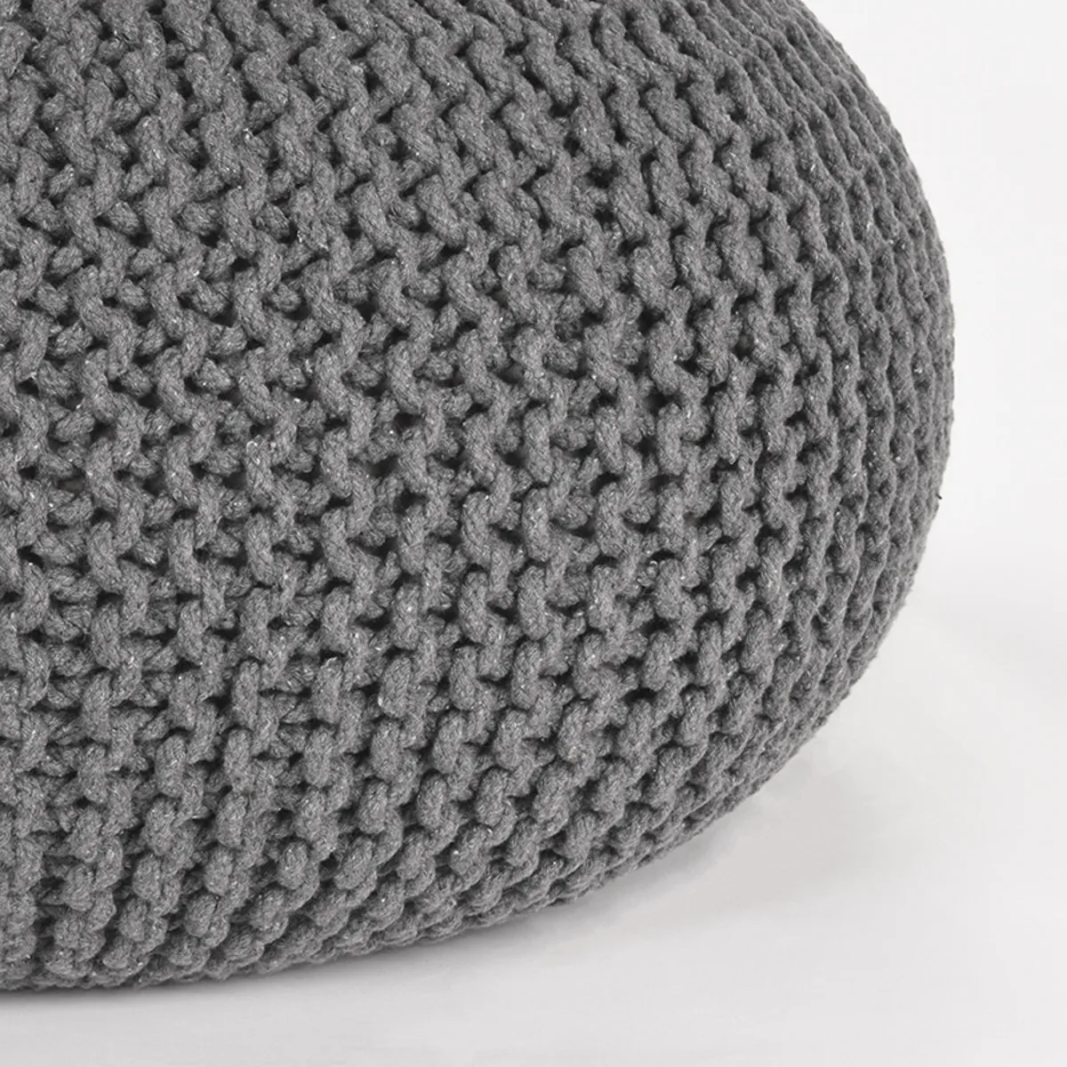 LABEL51 Pouf Knitted L in Donkergrijs katoen, Detail 2