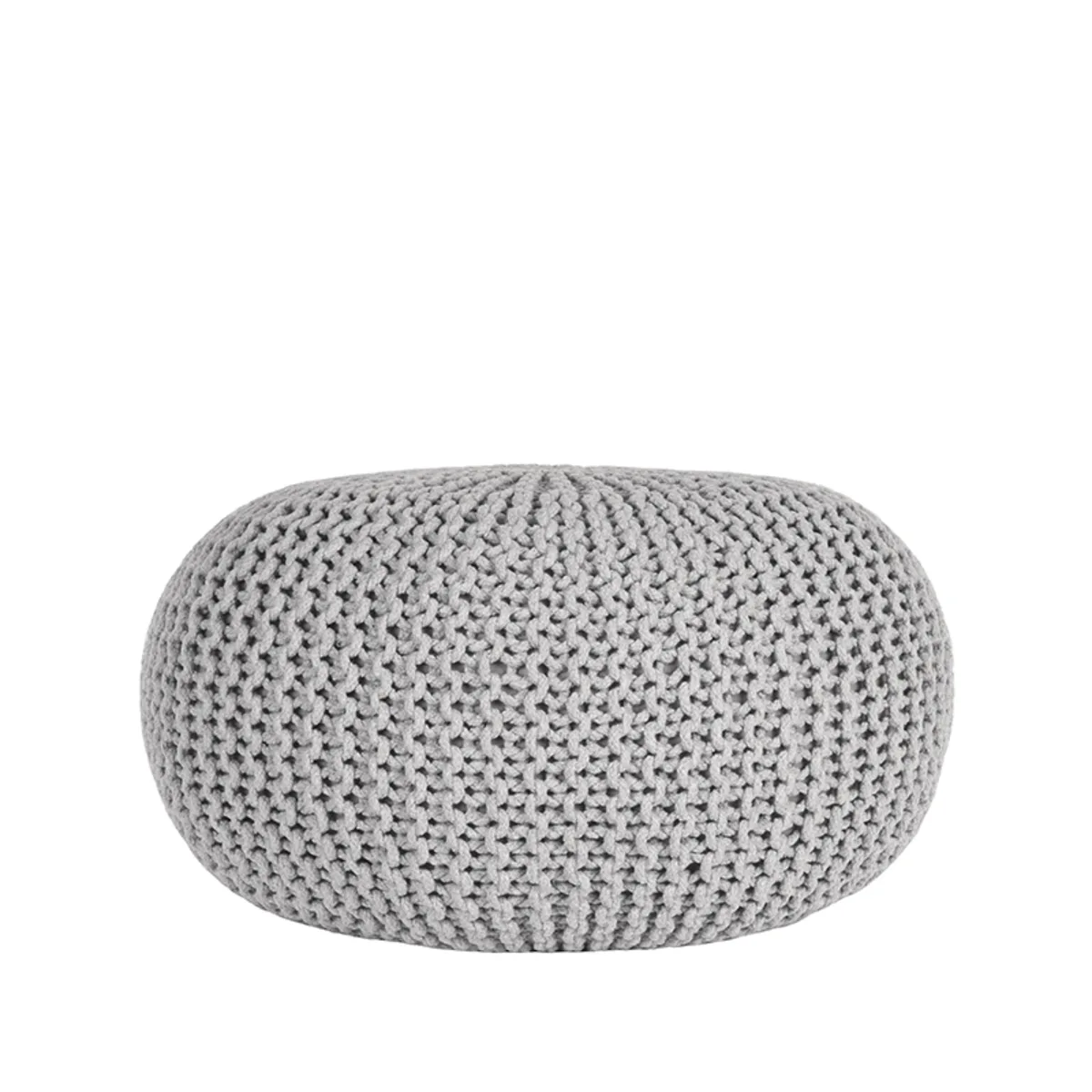 LABEL51 Pouf Knitted L in Lichtgrijs katoen