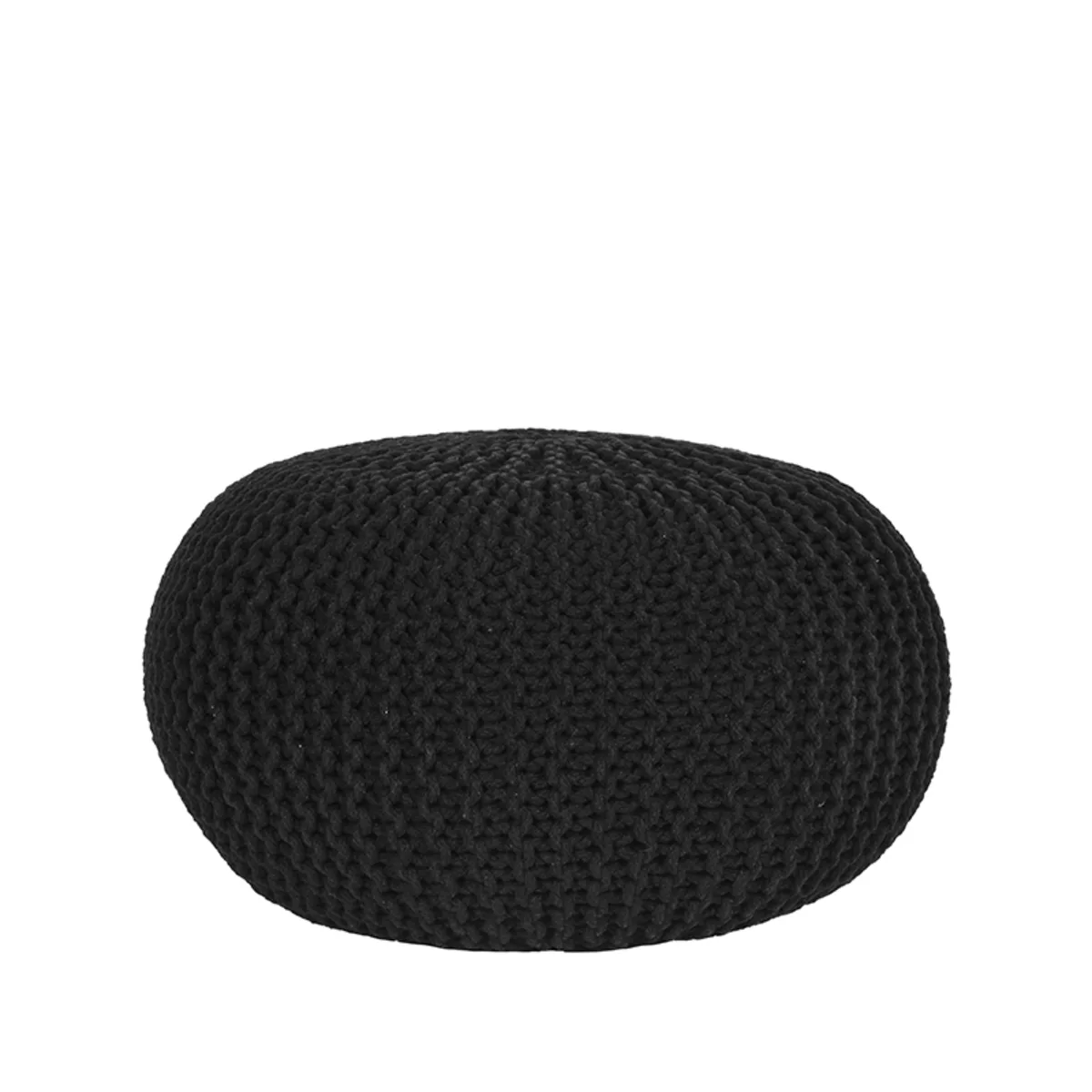 LABEL51 Pouf Knitted L in Zwart katoen