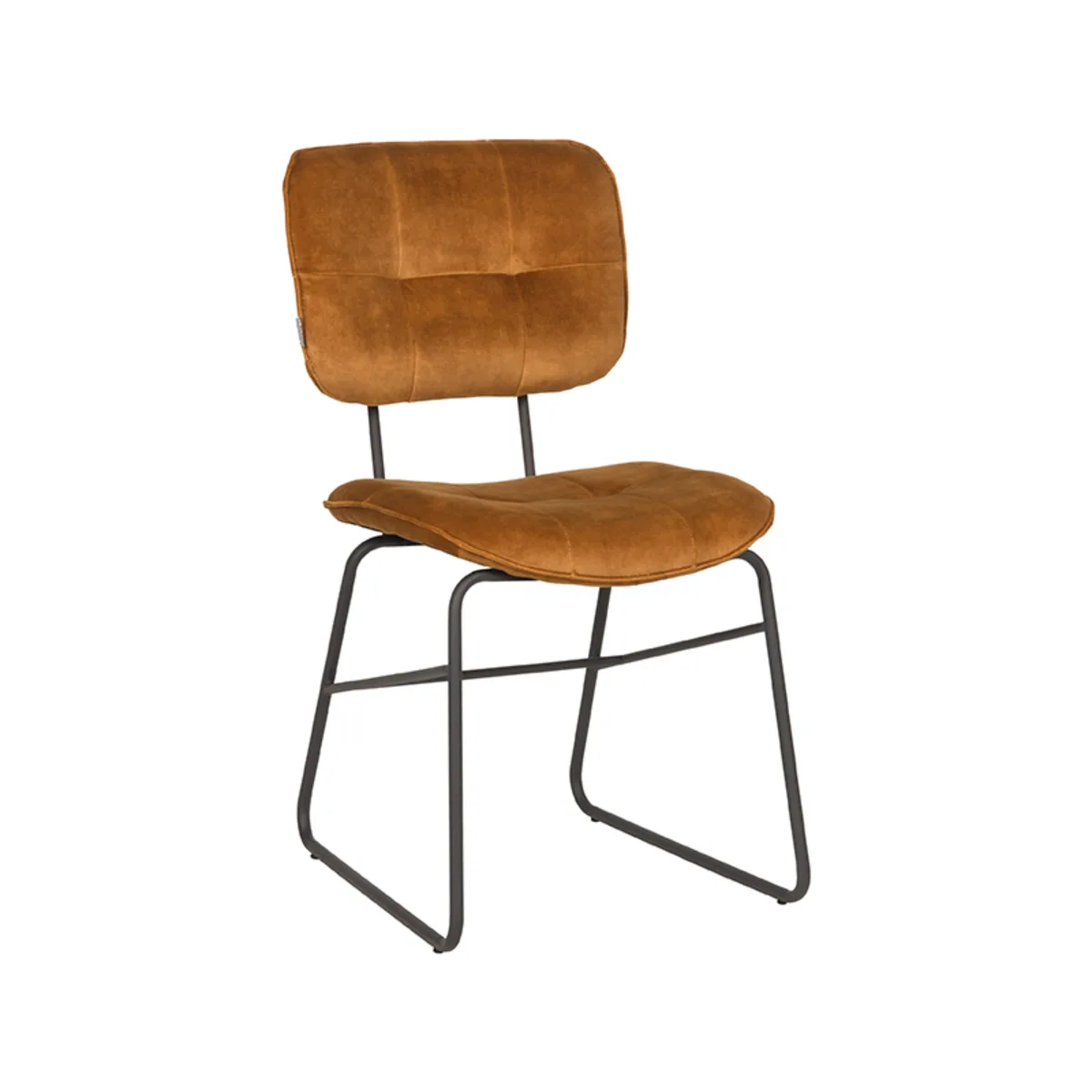 LABEL51 Esszimmerstuhl Dez zwart metaal in Velours Ocher
