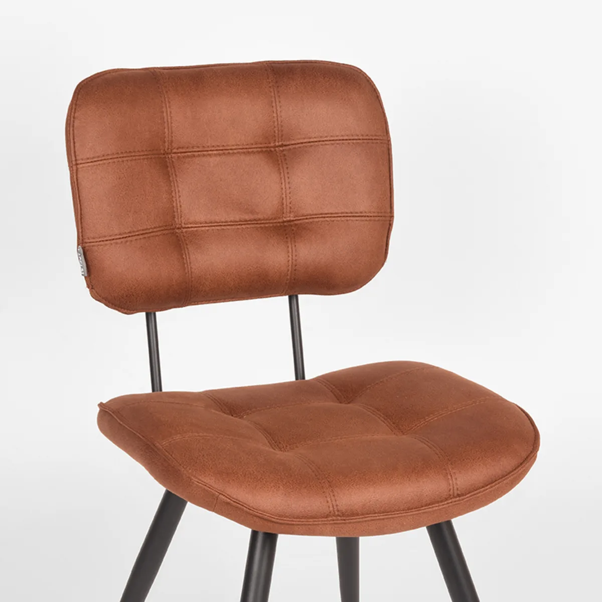 LABEL51 Esszimmerstuhl Gus zwart metaal in Microfiber Cognac, Detail 3