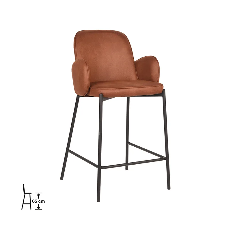 LABEL51 Barhocker Jari laag in Microfiber Cognac