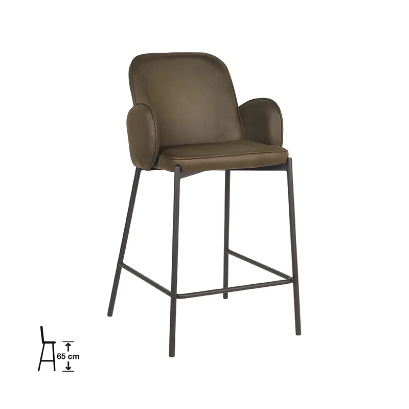 LABEL51 Barhocker Jari laag in Microfiber Army