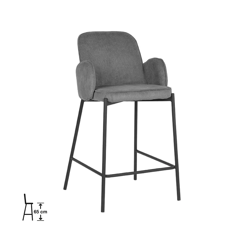 LABEL51 Barhocker Jari laag in Ribcord Donkergrijs