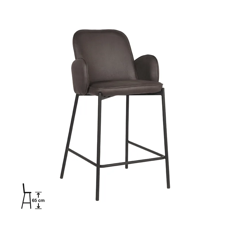 LABEL51 Barhocker Jari laag in Microfiber Anthracite