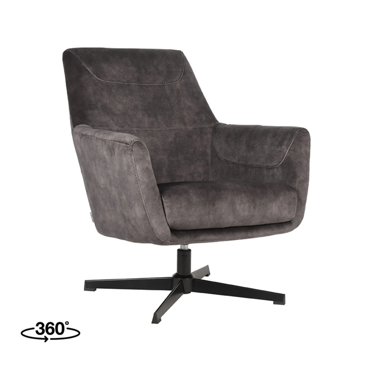 LABEL51 Sessel Toby in Velours Anthracite