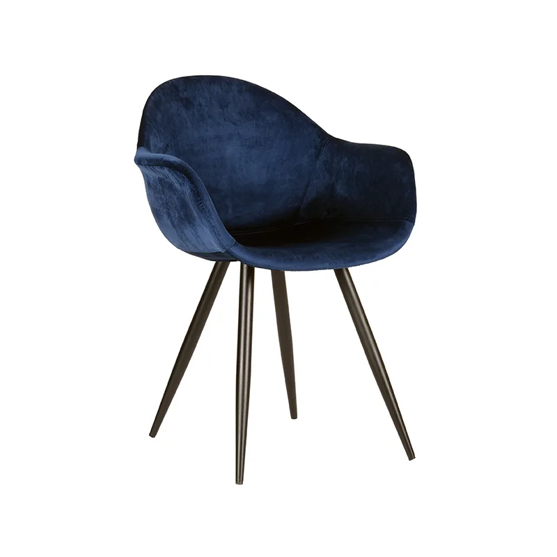 LABEL51 Esszimmerstuhl Forli zwart metaal in Velvet Blauw