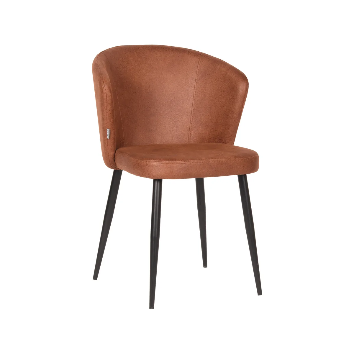 LABEL51 Esszimmerstuhl Wave zwart metaal in Microfiber Cognac