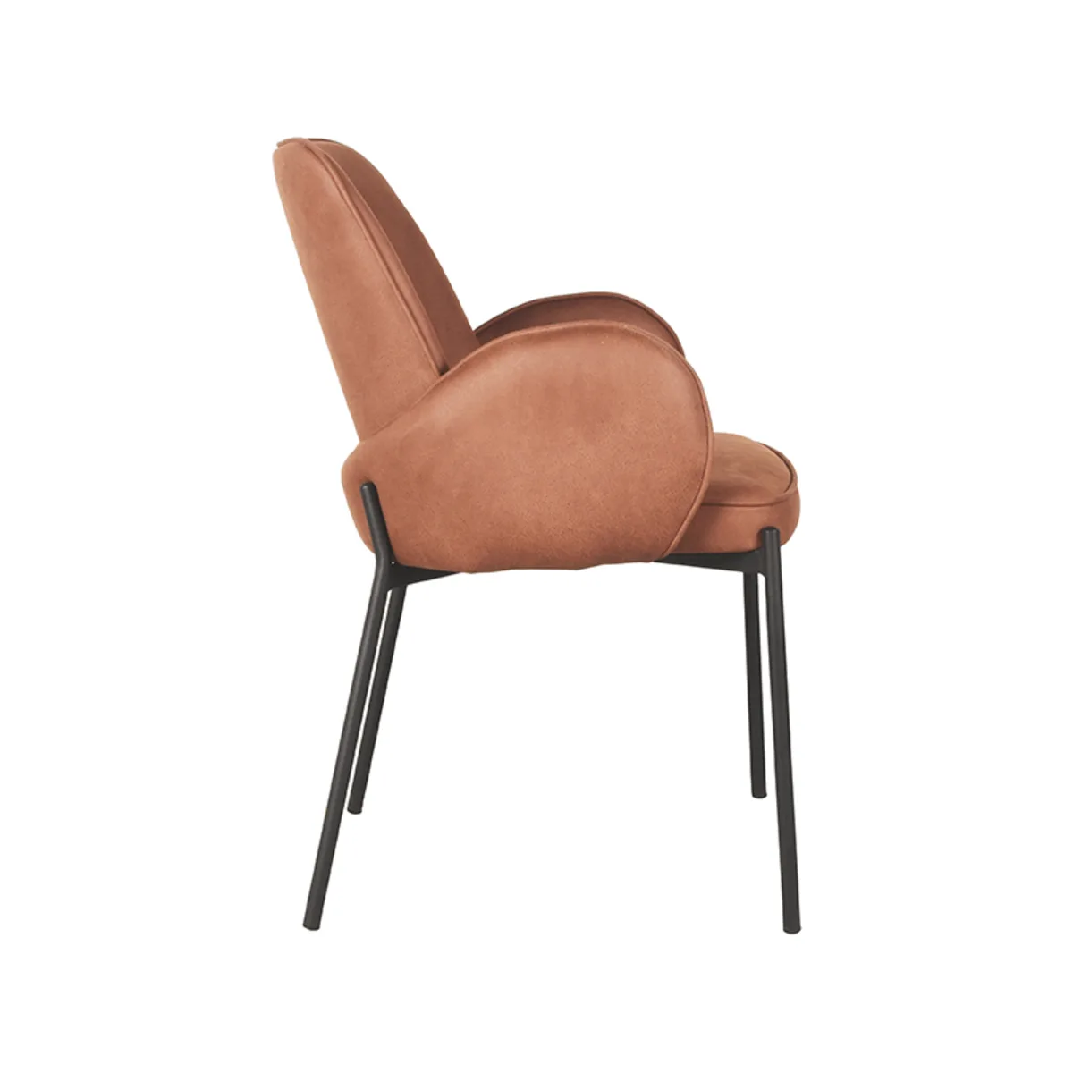 LABEL51 Esszimmerstuhl Jari zwart metalen frame in Microfiber Cognac, Detail 2