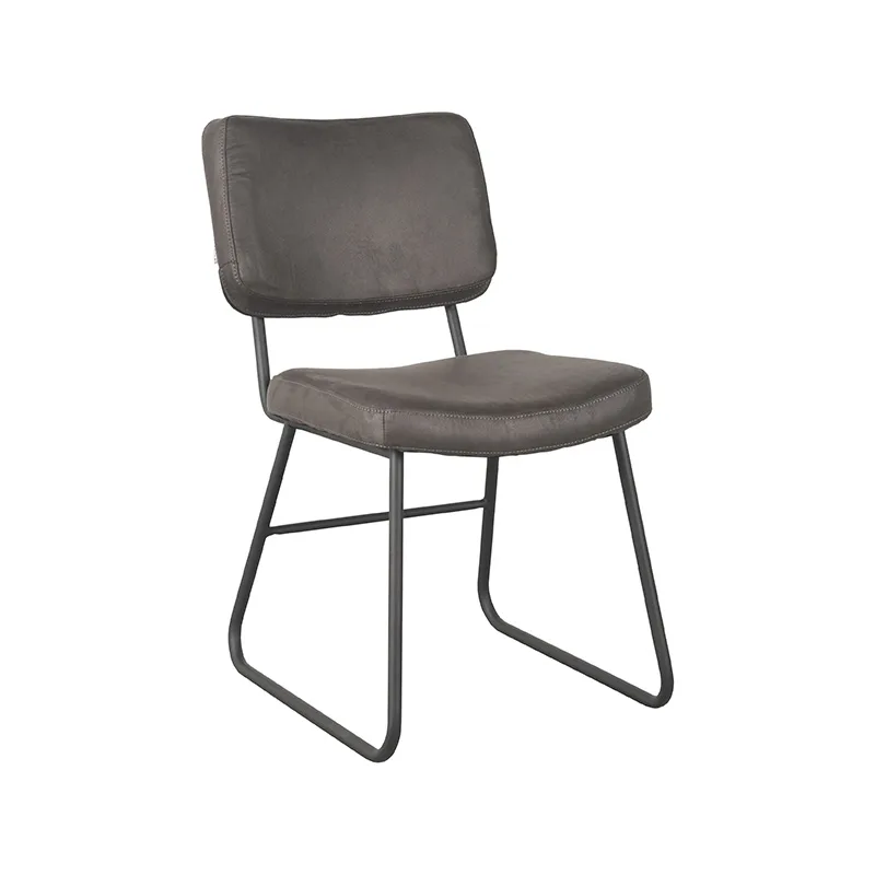 LABEL51 Esszimmerstuhl Noah zwart metaal in Microsuede Anthracite