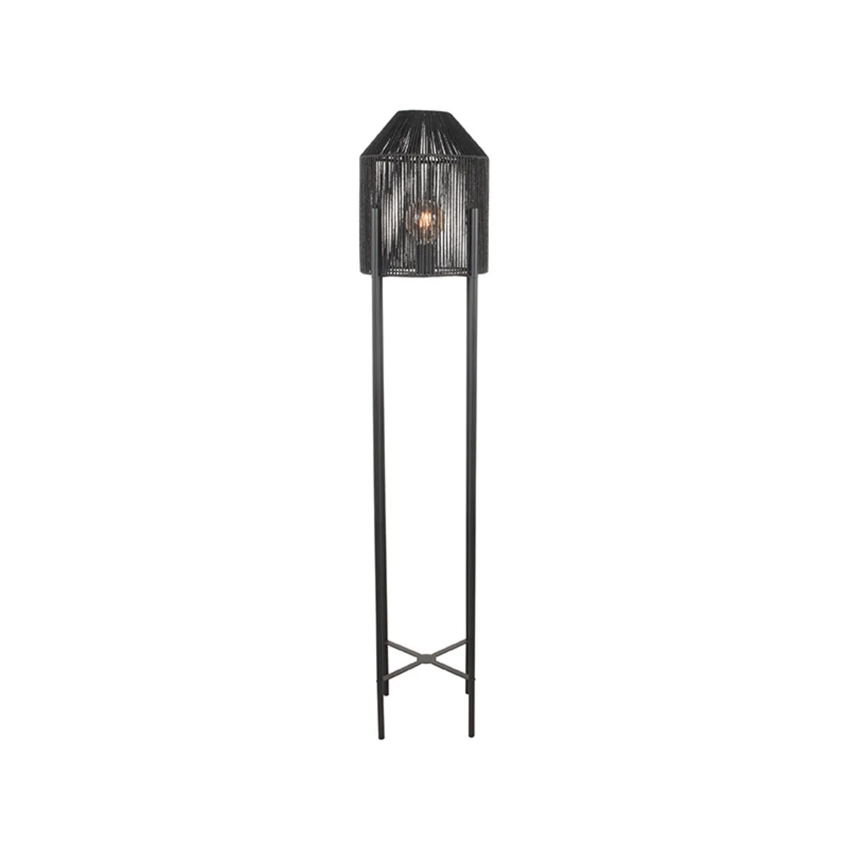 LABEL51 Vloerlamp Ibiza 1-lichts in Zwart jute, detail 2