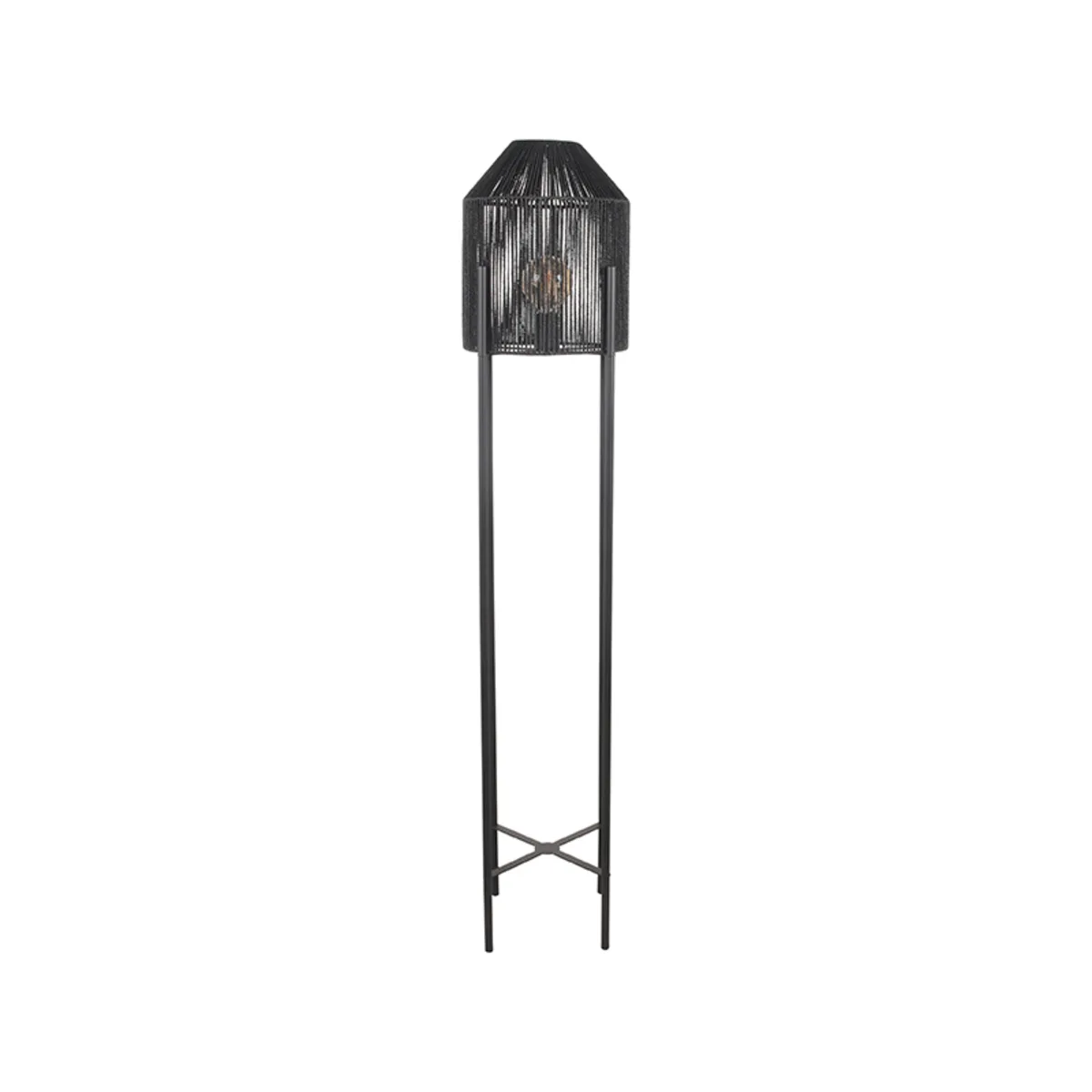 LABEL51 Vloerlamp Ibiza 1-lichts in Zwart jute, detail 3
