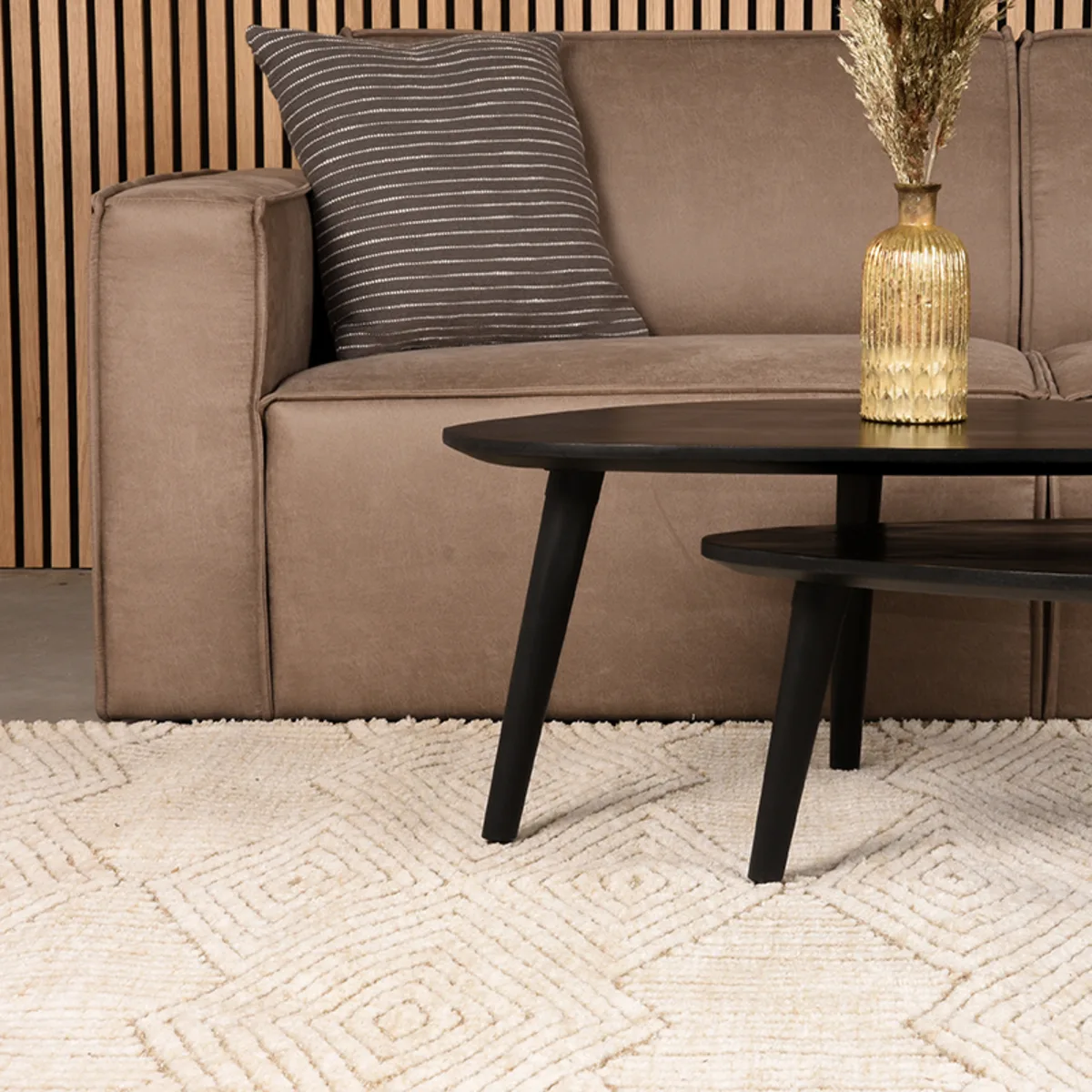 LABEL51 Vloerkleed Cosy 200x300 cm in Taupe polyester, detail 3