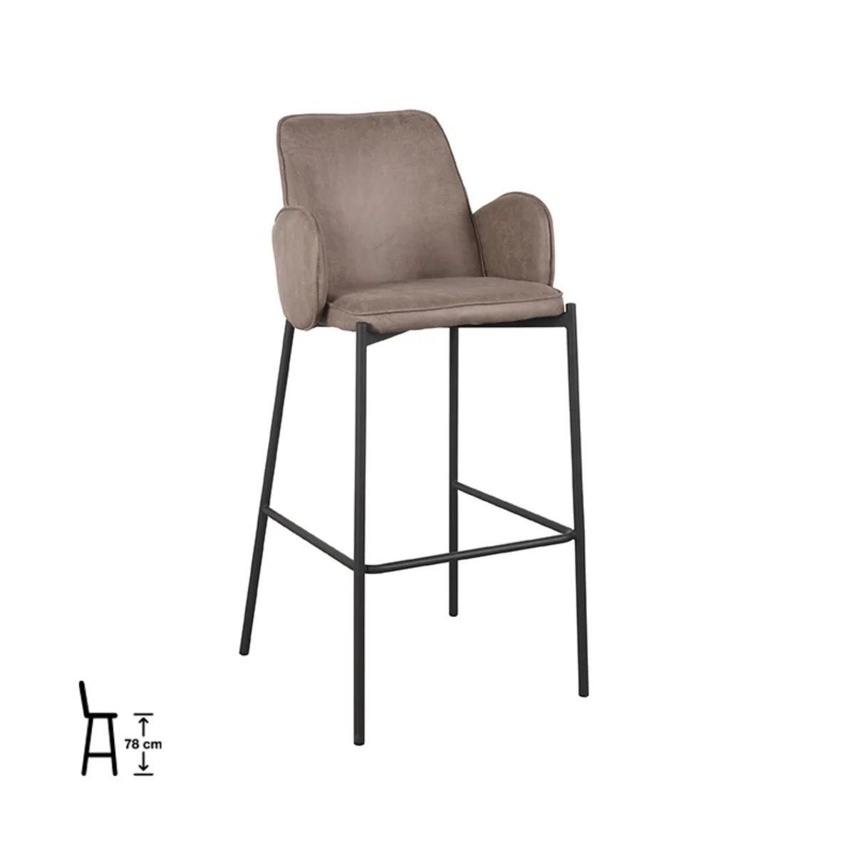 LABEL51 Barhocker Joni hoog in Microsuede Taupe