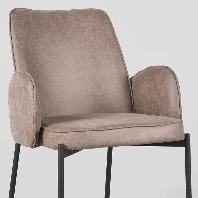 LABEL51 Esszimmerstuhl Joni zwart metaal in Microsuede Taupe, Detail 5