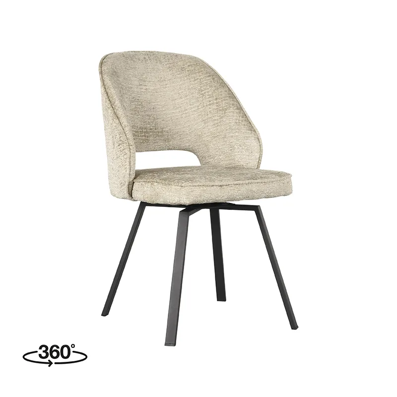 LABEL51 Esszimmerstuhl Lewis zwart metaal in Elegance Beige