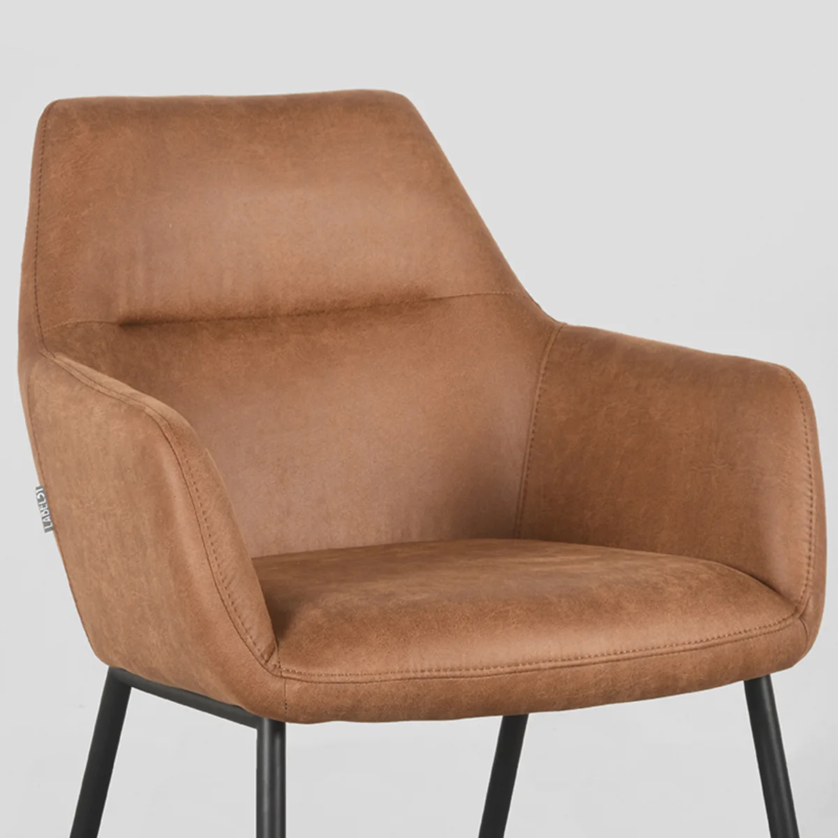 LABEL51 Esszimmerstuhl Lenny zwart metaal in Microsuede Cognac, Detail 4