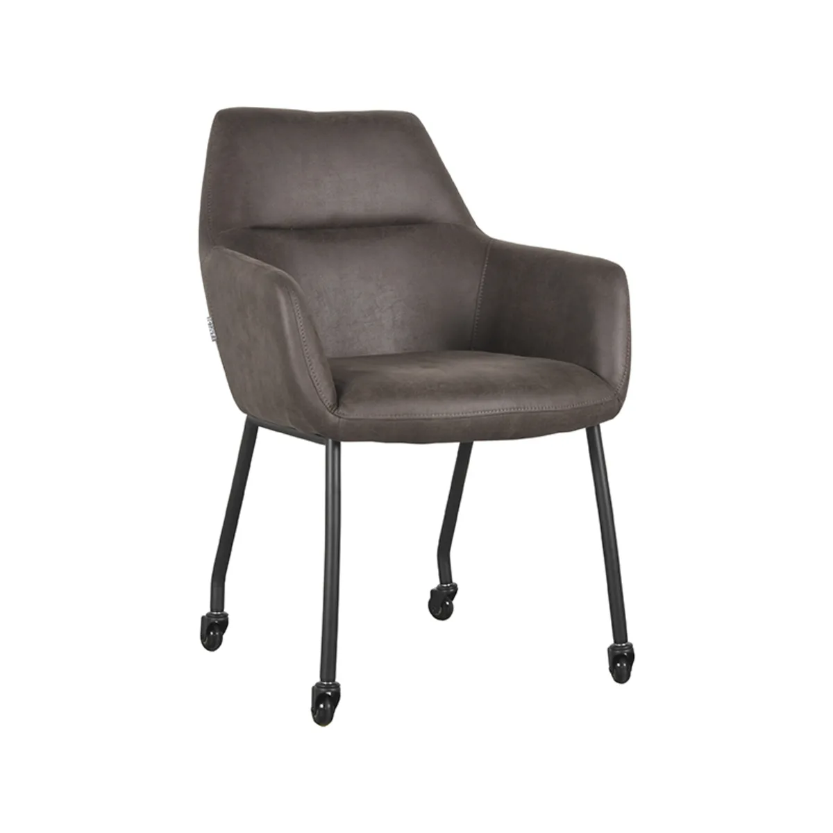 LABEL51 Esszimmerstuhl Lenny zwart metaal in Microsuede Anthracite