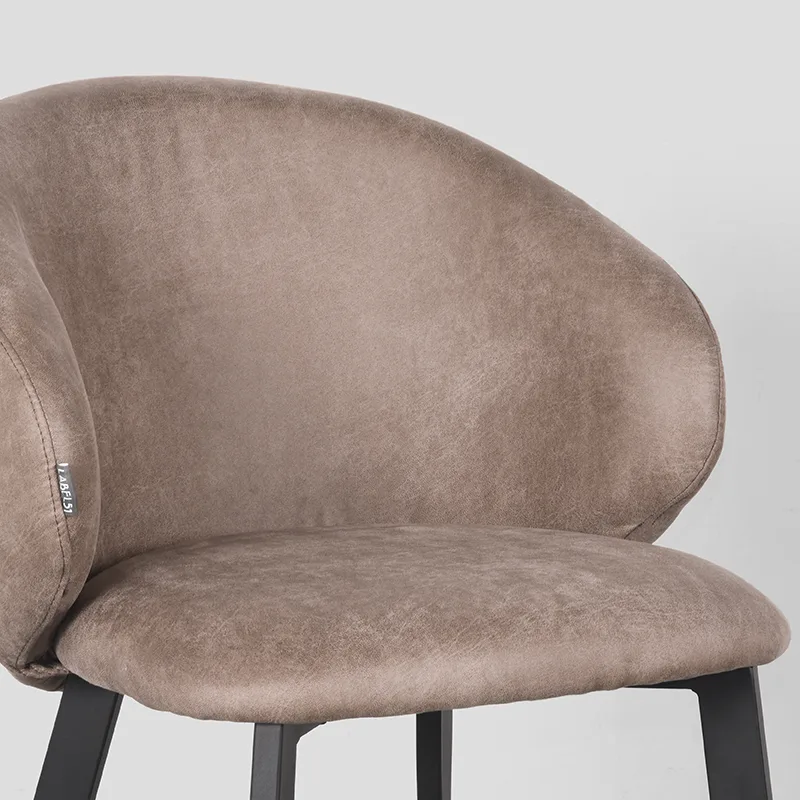 LABEL51 Esszimmerstuhl Logan zwart metaal in Microsuede Taupe, Detail 4