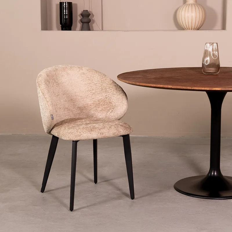 LABEL51 Esszimmerstuhl Logan zwart metaal in Elegance Beige