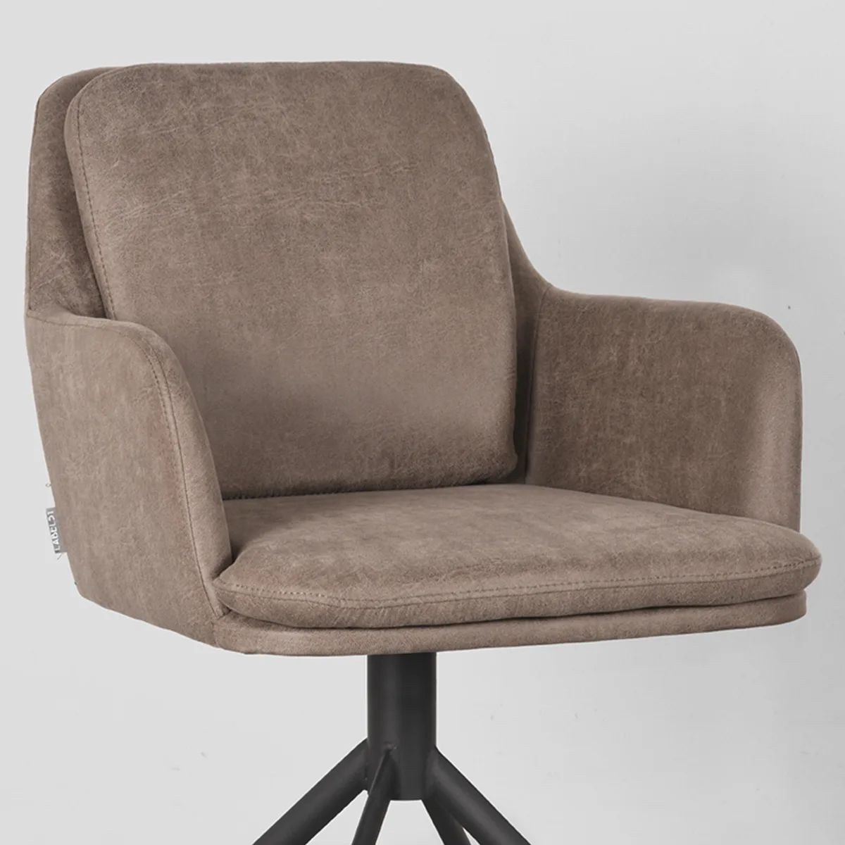 LABEL51 Eetkamerstoel Joy zwart metaal in Microsuede Taupe, detail 5