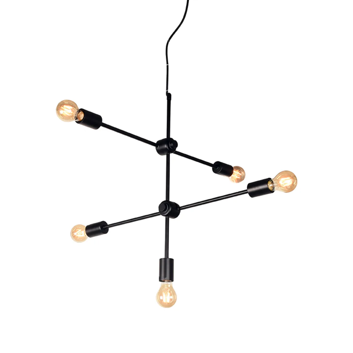 LABEL51 Hanglamp Stilo 5-lichts in Zwart metaal, detail 1