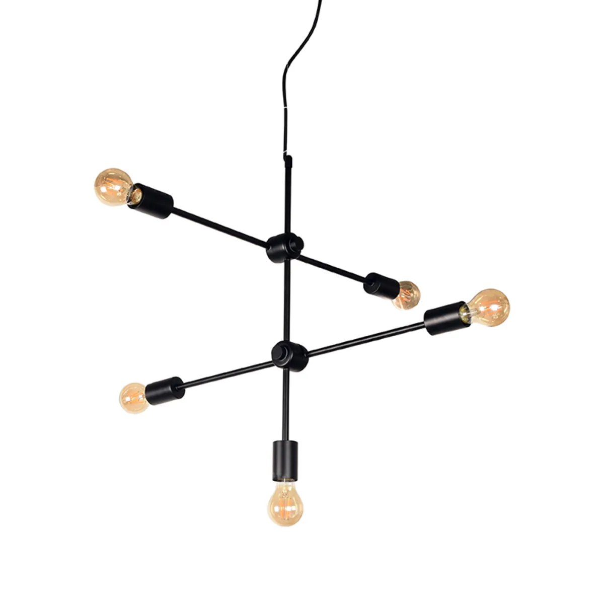 LABEL51 Hanglamp Stilo 5-lichts in Zwart metaal, detail 2