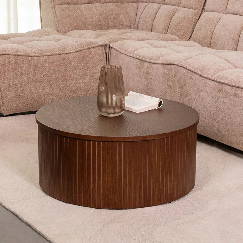 LABEL51 Couchtisch Oliva 70 cm, rond in Walnoot eiken