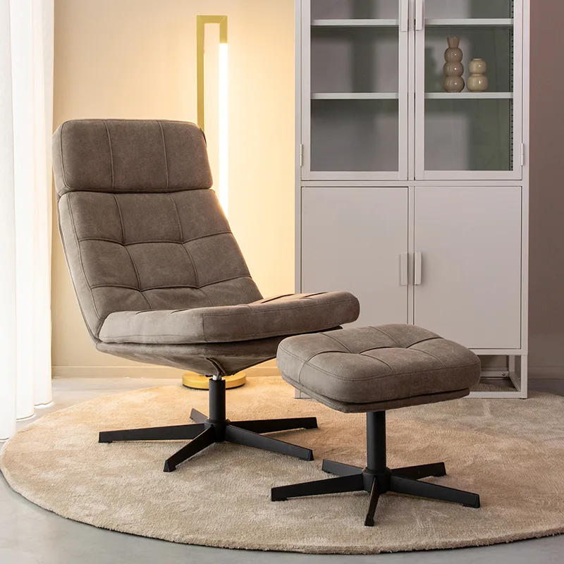 LABEL51 Sessel Alvar Incl. hocker in Microsuede Taupe