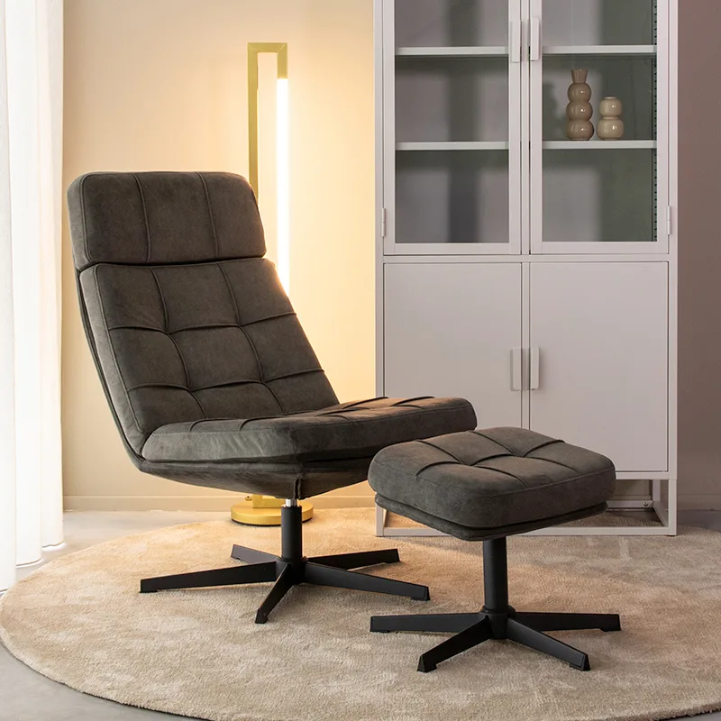 LABEL51 Sessel Alvar Incl. hocker in Cosmo Anthracite