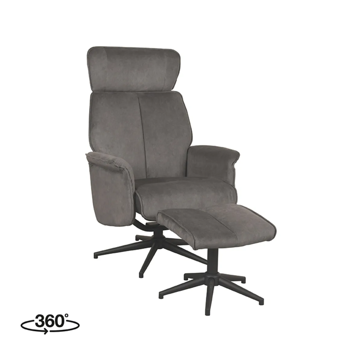 LABEL51 Sessel Verdal Incl. hocker in Cosmo Anthracite