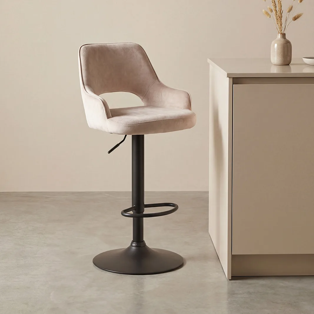 LABEL51 Barhocker Fer gaslift in Velours Natural