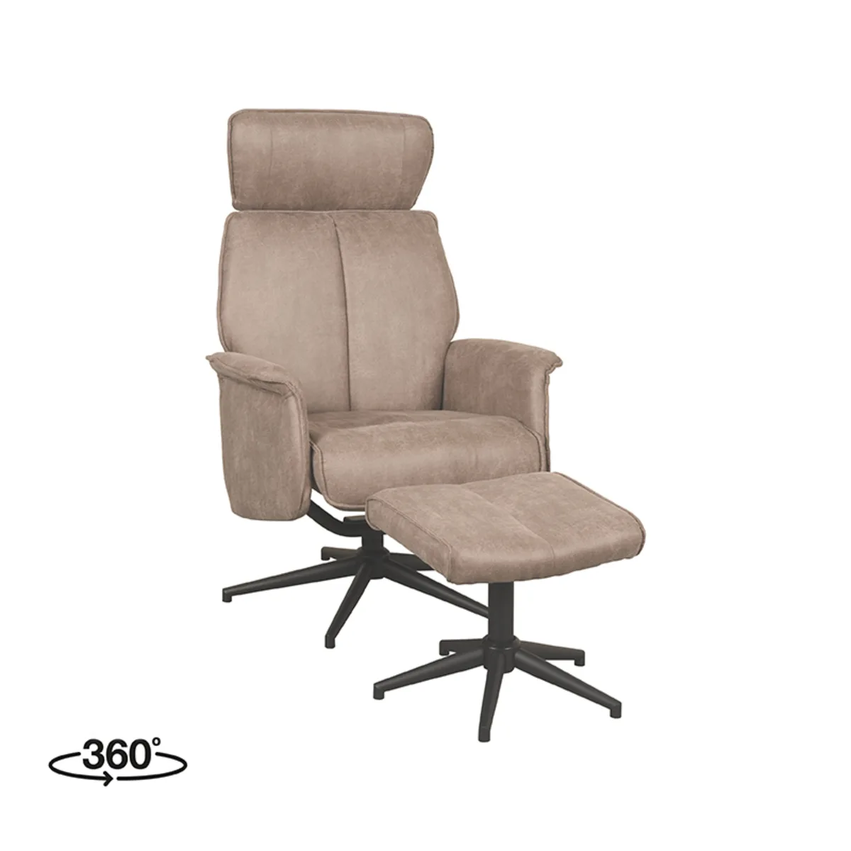 LABEL51 Sessel Verdal Incl. hocker in Microsuede Taupe
