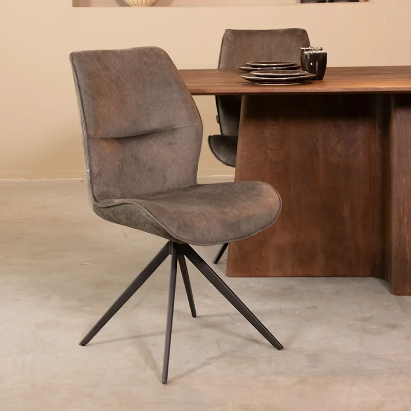 LABEL51 Eetkamerstoel Comfy zwart metaal in Cosmo Anthracite