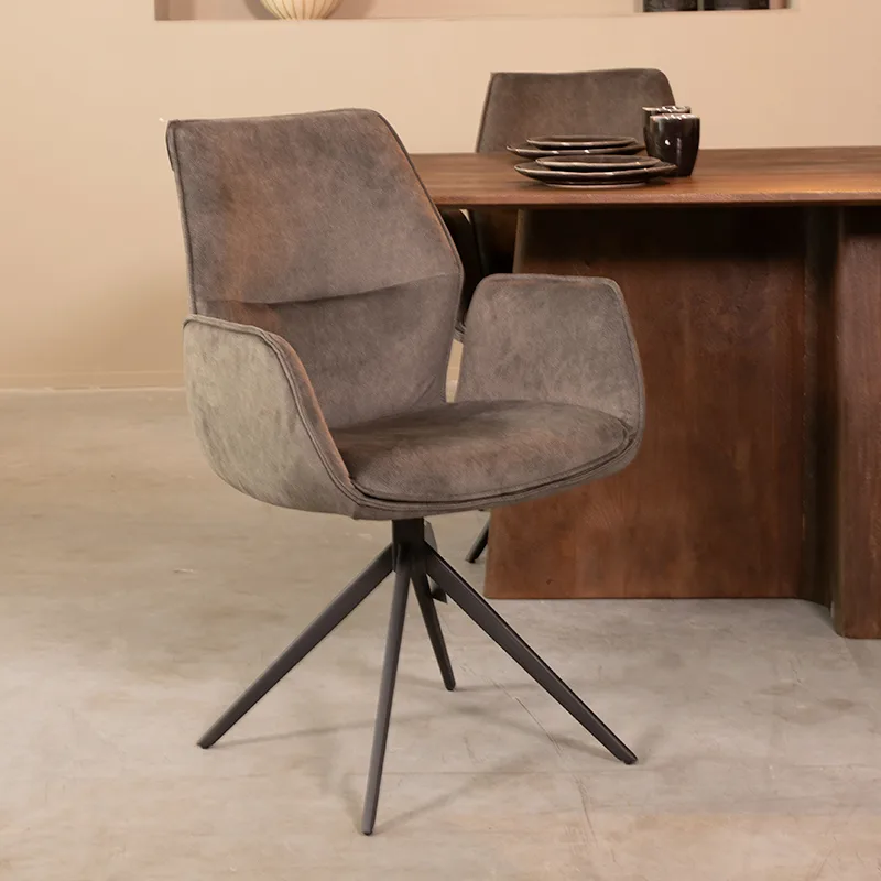 LABEL51 Esszimmerstuhl Mellow zwart metalen frame in Cosmo Anthracite