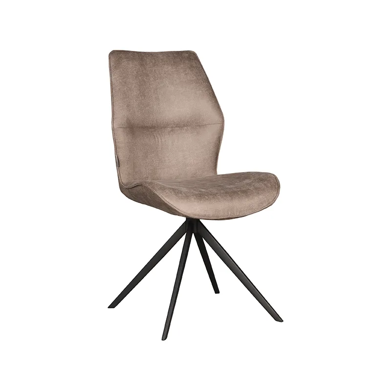 LABEL51 Esszimmerstuhl Comfy zwart metaal in Microsuede Taupe