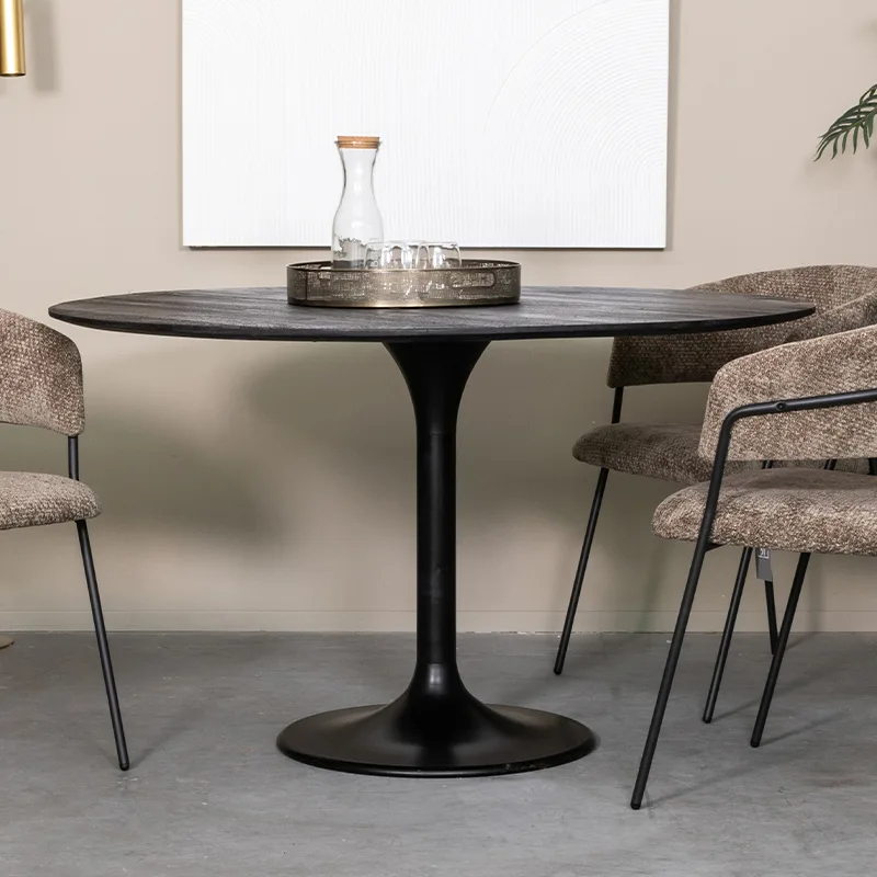 LABEL51 Esstisch Otto 130 cm, rond in Zwart mangohout